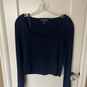 NWOT Banana Republic Navy Long Sleeve Square Neck Top